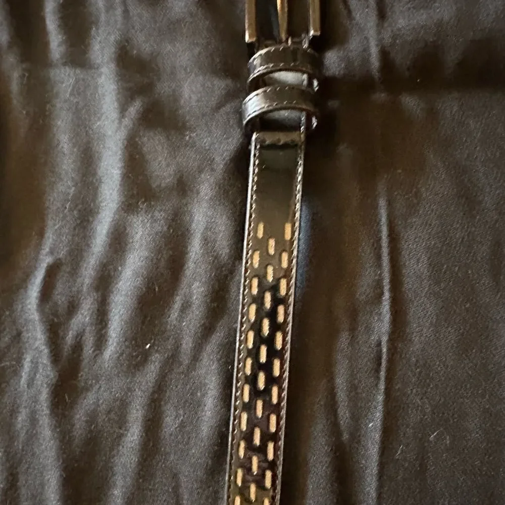 Alfani Black Patent Leather Belt - Black with Bass Buckle Size M
